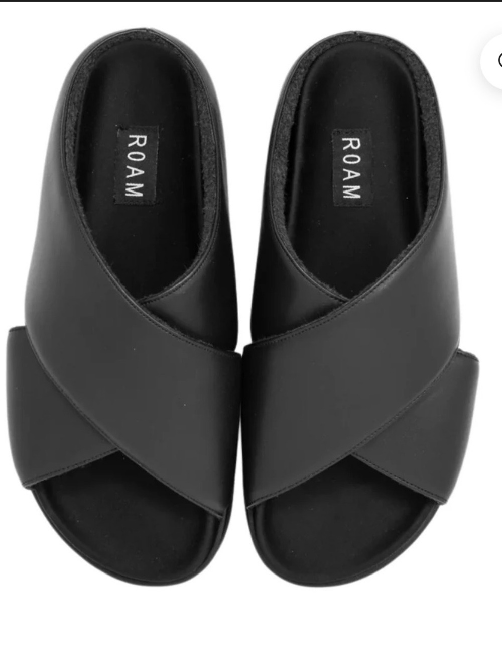 Roam Cross Stack platform sandals in black vegan leather Size 8